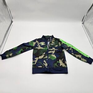 Nike Kids Track Jacket Full Zip Camo Green Blue White Logo Athletic Size 6